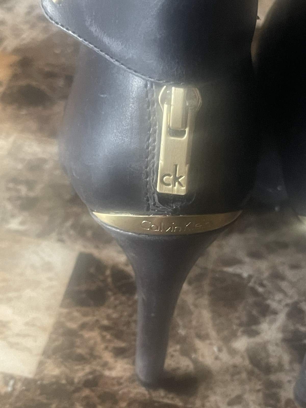 Calvin Klein's Black Leather Palisa Stiletto Heel Studded Ankle Booties Size 7.5 thumbnail 12