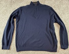 Ted Baker London Long Sleeve Quarter Zip Textured Blue Pullover L Large