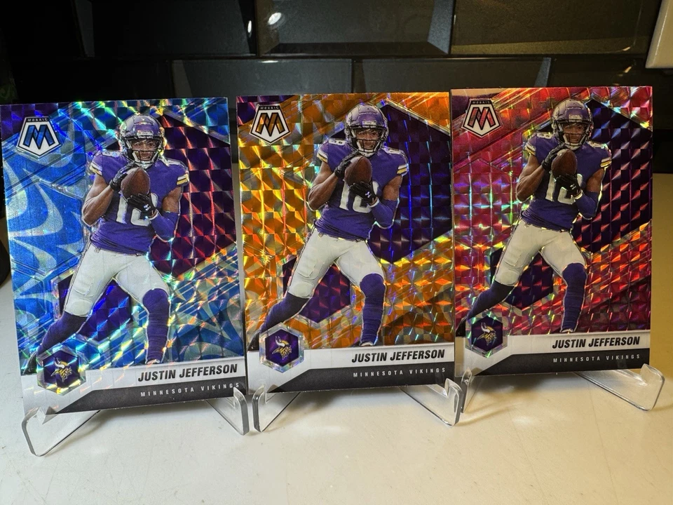 2021 Panini Mosaic NFL Football. Justin Jefferson 3 cards Lot. 3 Mosaic Prizm. - Image 2 of 4