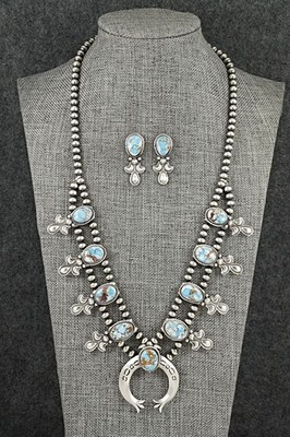 Turquoise & Sterling Silver Squash Blossom Set - Adrienne Gordon