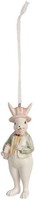 Clayre & Eef 6PR4989 Deko-HäNger Kaninchen 4X4X10 Cm Weiß GrüN