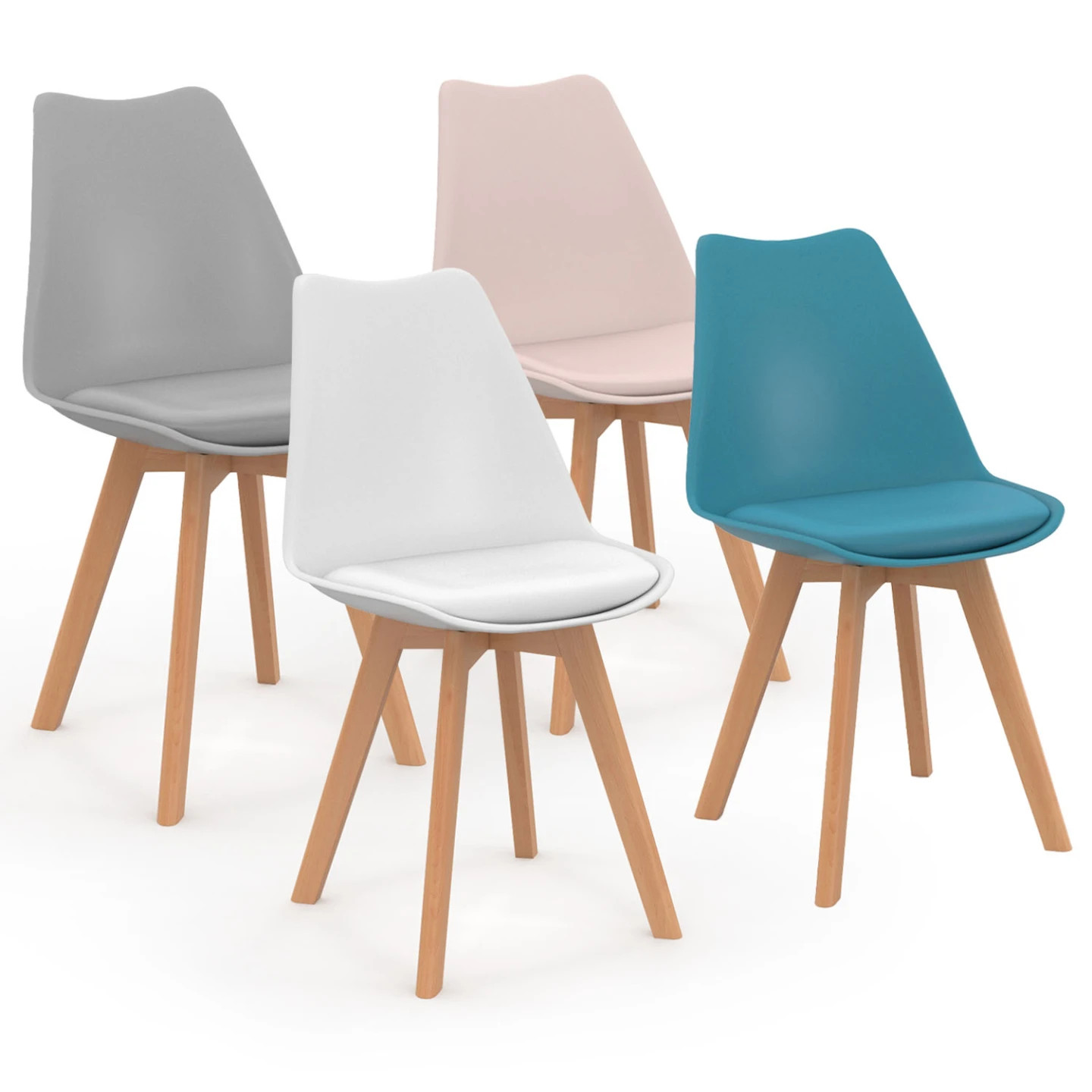 Chaises scandinaves SARA mix color pastel pour salon et cuisine moderne