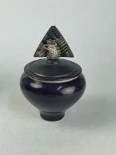 Andrew McCorkindale Porcelain Trinket Box Dish w/ Lid Dark Purple Glaze Pottery