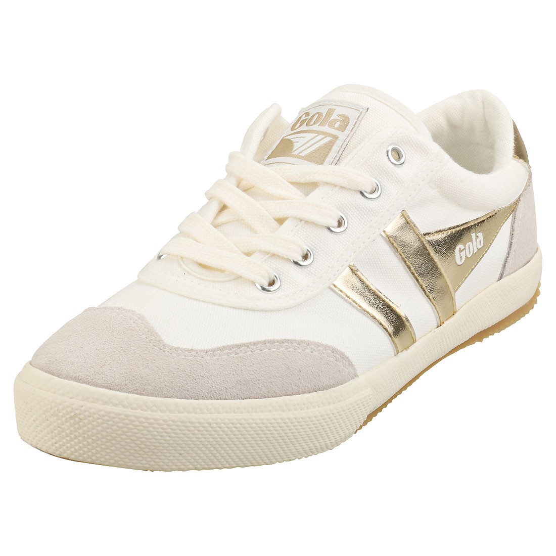 Gola Badminton Womens Casual Sneakers in White Gold - 6 US