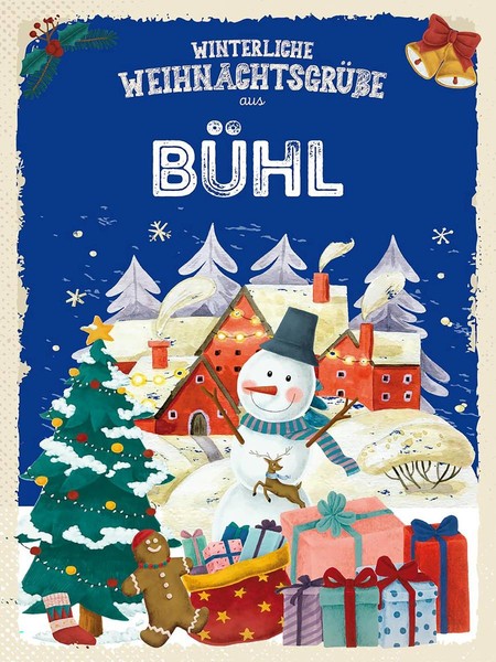 Holzschild 40X30 Cm WeihnachtsgrüßE BÜHl Fest Deko Geschenk Holz Schild-image