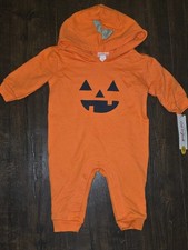 Nwt Girls Cat Jack fall romper Sz 0 3 6 Months L/S Pumpkin Halloween Outfit