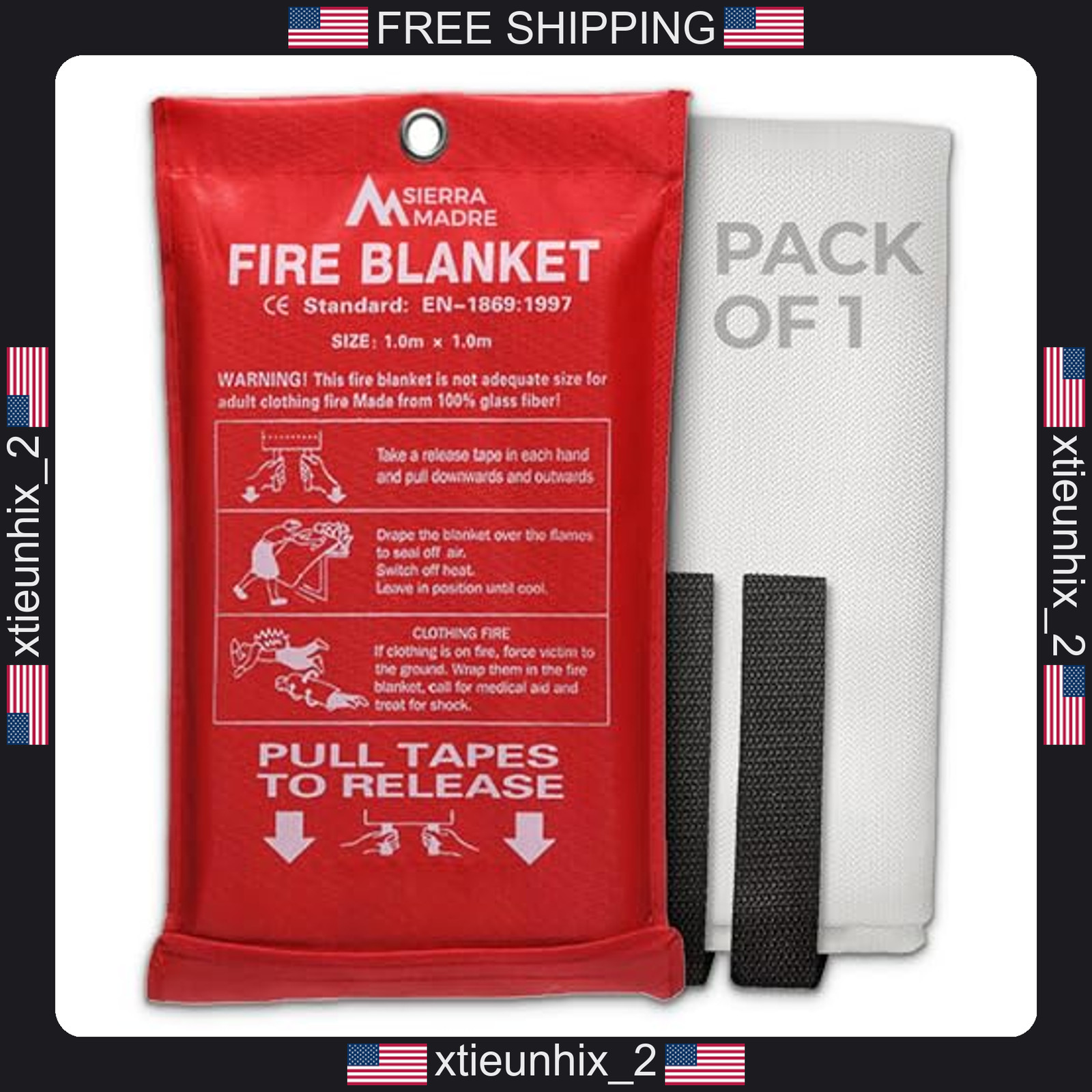 Fire Blanket for Home and Kitchen, Fiberglass, Multi-Purpose, Pack 1