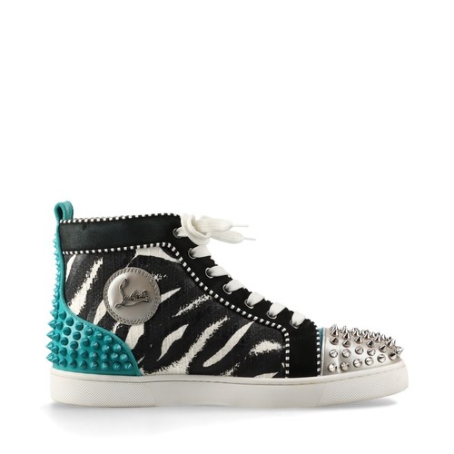 Christian Louboutin Spike Studs Leather & Mesh High-Top Sneakers Men's Size 40 - Picture 3 of 17