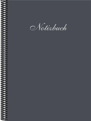 Notizbuch DINA 4 | in der Trendfarbe anthrazit, liniert mit Spiralbindung | GmbH