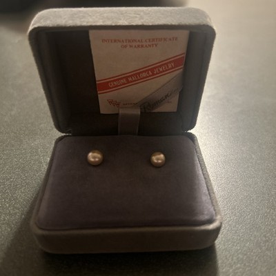 Nagelneue Gelbgold Perlen Ohrstecker von Romanza, gefertigt auf Mallorca Spanien  