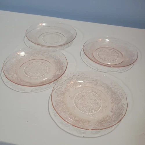 MACBETH  EVANS Depression Glass PINK DOGWOOD Saucers-set of 4