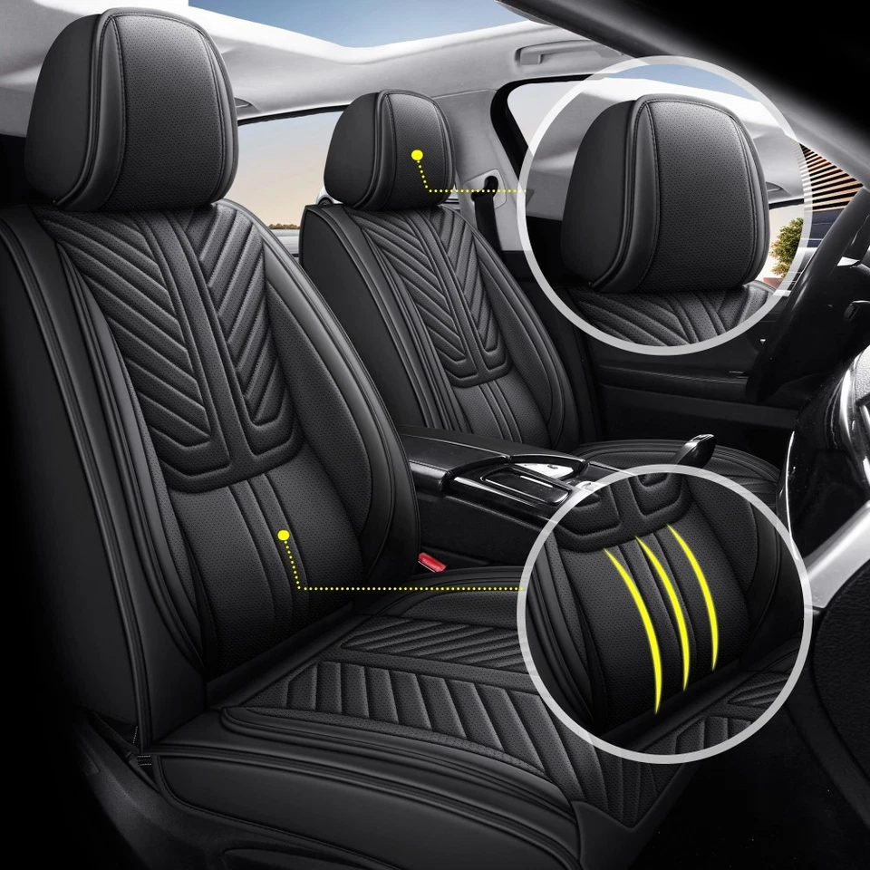 Car Seat Covers Full Set Deluxe Leather Seat Cushion Cover For Toyota Corolla LE - Изображение 2 из 4