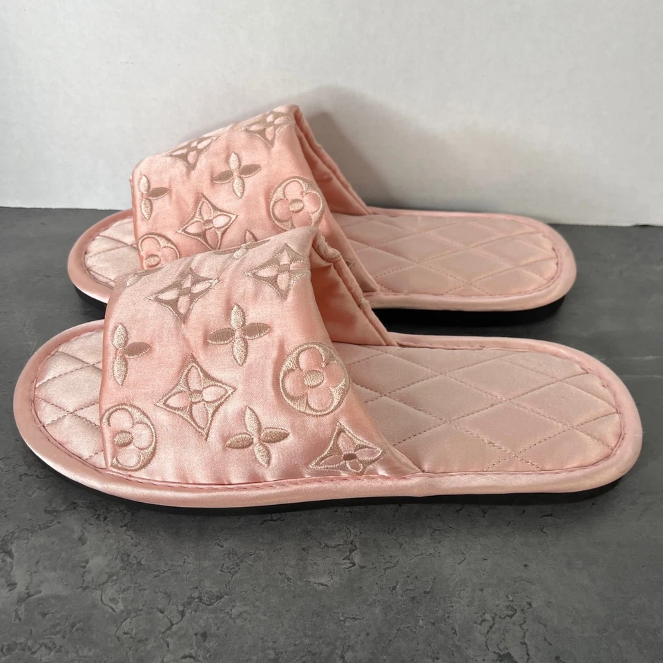 Zapatillas Rosa Monograma Acolchadas Acogedoras Zapatos Deslizables Talla 10 Foto 3 de 4