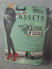 Spanx Love Your Assets Black Shaping Tights Women's Textured Diamond Size 4