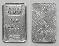X7929 Credit Suisse 10 gram .999 Fine Platinum Bar 1943.97 per troy oz