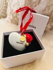 New Pandora 2025 White Heart & Santa Hat Christmas Tree Ornament Ltd Edition 