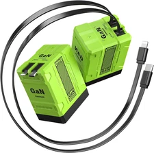 2 in 1 Retractable Gan Wall Charger with Dual Cables, Fast Charging 45W Retracta