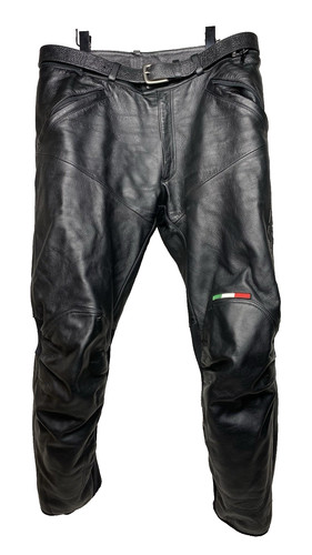Dainese Ducati Italy Flag Black Leather Motorcycle Pants Men's 60 US 50 Riding