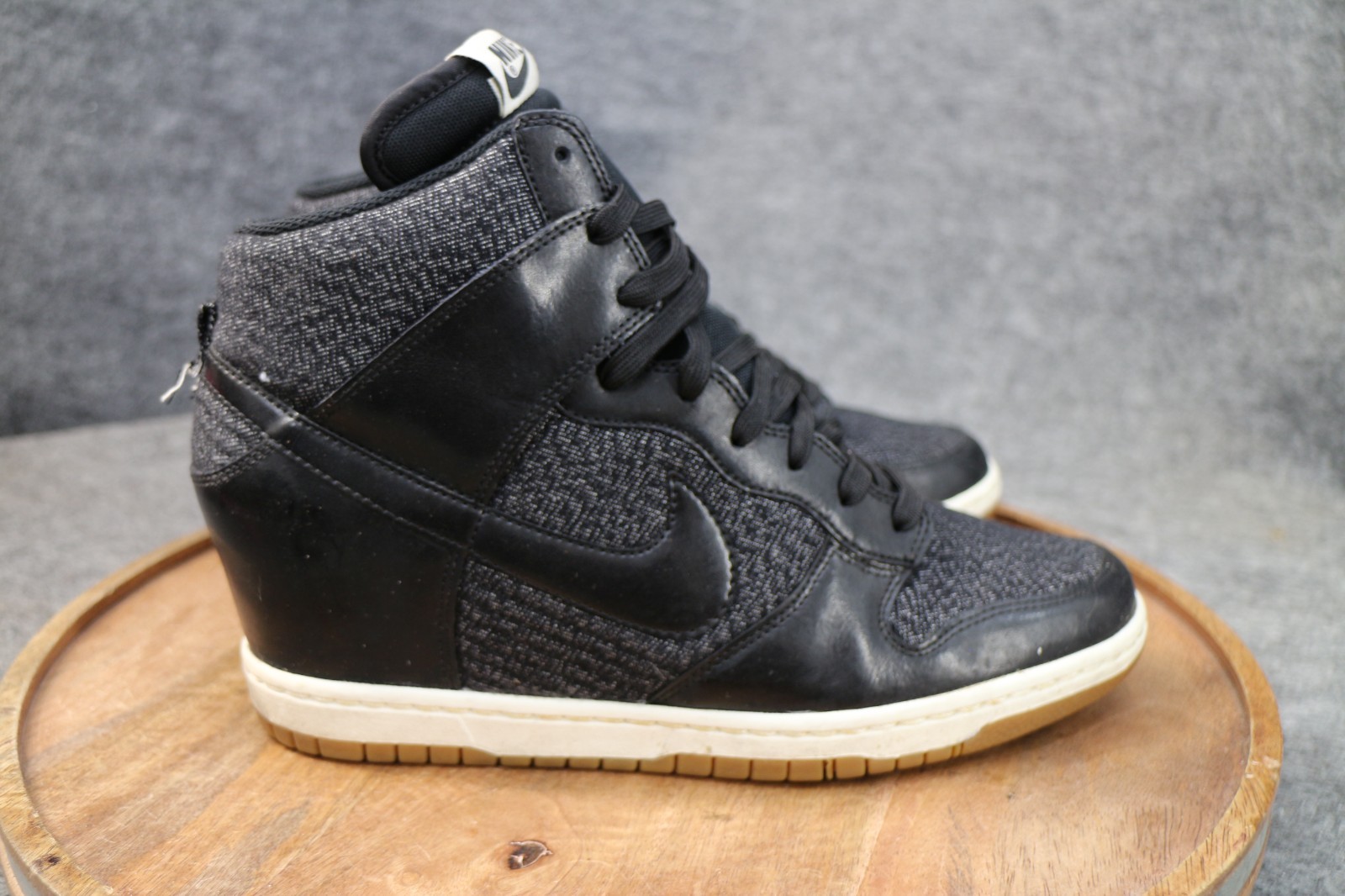 Nike Dunk Sky Hi 644877-003 Black Static Gum Hidden Wedge Wo