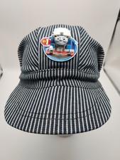 Thomas The Train Engineer Hat Kids Blue White Stripe Railroad Conductor Cap