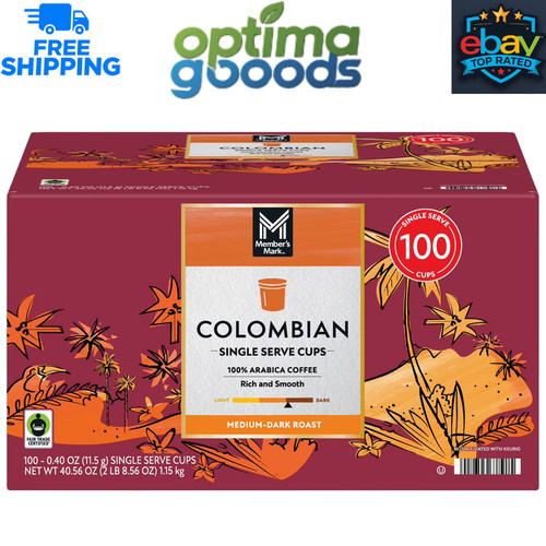 Member's Mark Colombian Medium-Dark Roast Coffee Pods, 100 ct. Fair Trade K Cups