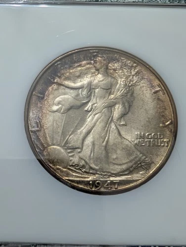 1947 D Walking Liberty Half Dollar Pci Toned Gem Bu
