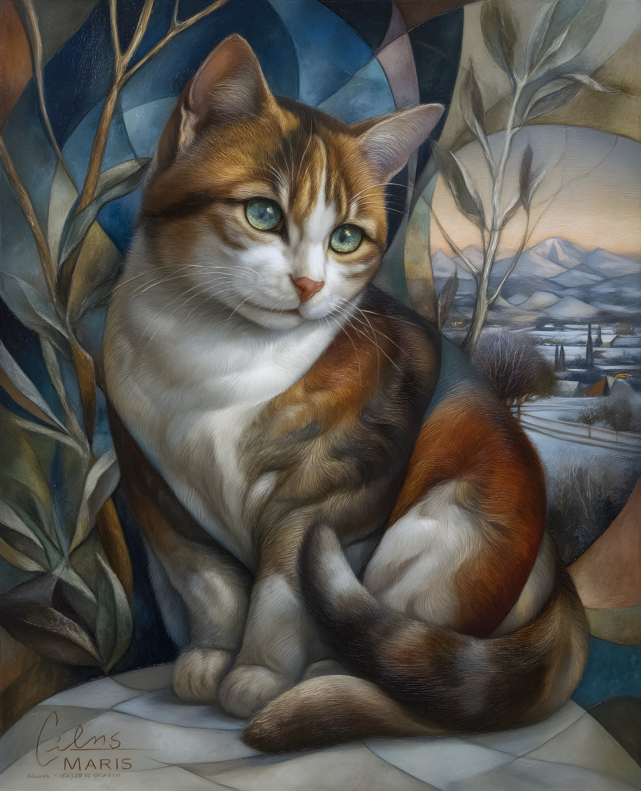 Decoración de pared con impresión artística de gato en pedazo de papel 8x10 - 723354493
