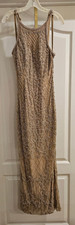 Sherri Hill Champagne Beaded Pearl Formal Gown  Full Length Evening Dress Sz 8