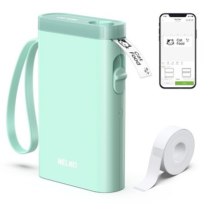 Nelko Etikettiergerät Maschine mit Klebeband, P21 tragbar 169*115*49 mm, grün 