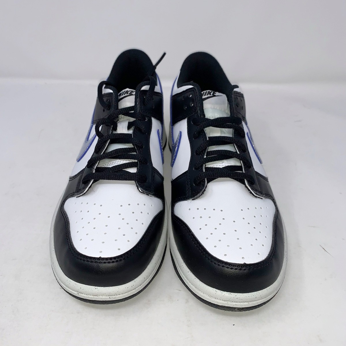 Nike Dunk Low 'Blue Swoosh' Panda Black Sneakers, Size 6.5Y / 8W