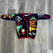 Vintage The Eagles Eye Varsity Cardigan Children's Size M 3T Sweater Hand Knit
