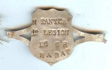 Gendarmerie - RABAT Morocco before 1939 RARE bicycle plate of the 12th LGR