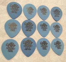 12 Vintage 1980’s Jim Dunlop Blue Tortex 1.0 MM Large Teardrop Guitar Picks-NOS