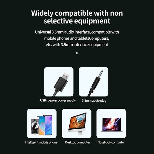 Wired PC Speakers LED Computer Stereo Speaker USB Powered for Desktop PC Laptop - Picture 3 of 12