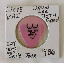Steve Vai 1986 Tour Issued Guitar Pick David Lee Roth Band Eat and Smile . Tour