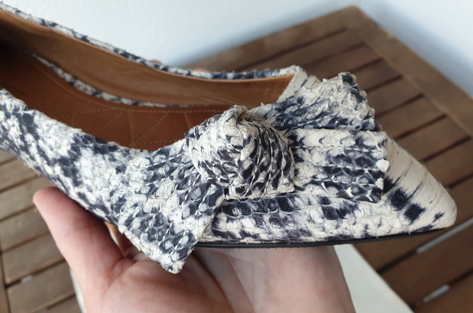 Isabel Marant Python Print Bow Ballet Flats 37 - image 5