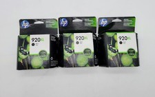 lot of 3 Genuine HP 920XL HP CD975AN High Yield Black Toner Cartridge