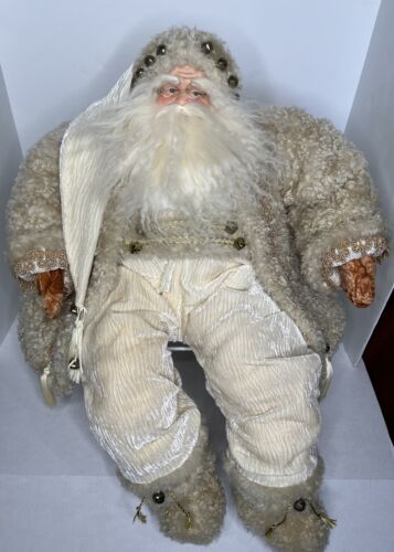HC Accents Henry Curtis Santa Father Christmas Doll Shelf Sitter 26" Ivory Gold - Picture 1 of 23