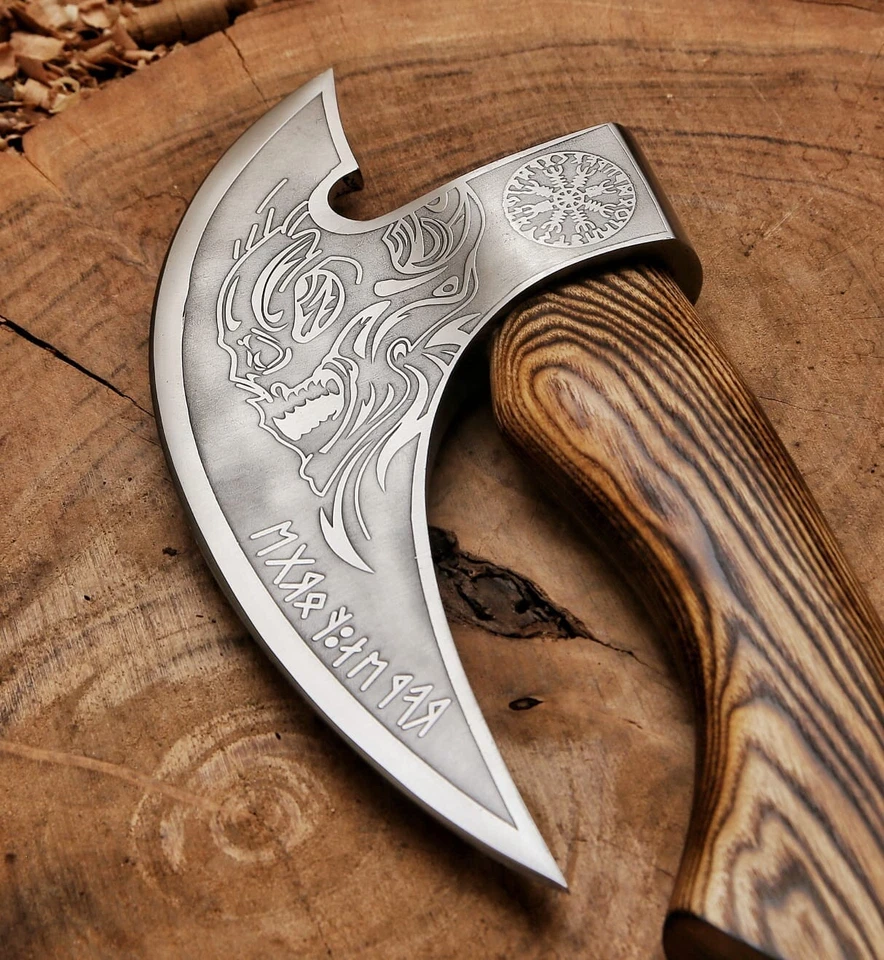 Ручная ковка топор стиль резак для пиццы с деревянной ручкой и кожаные ножны UllU - Изображение 3 из 3