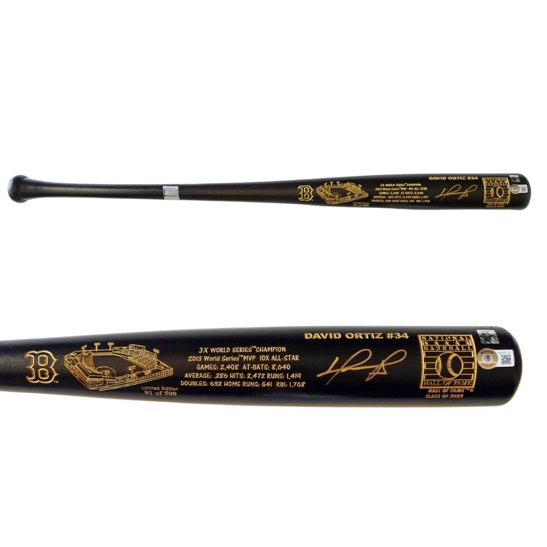 David Ortiz Autographed Signed Boston Red Sox National Baseball COA Hall of Fame Maple Bat Beckett #D/500 
