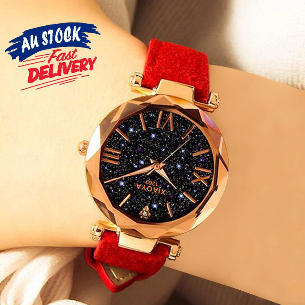 Women Starry Sky Watch Dress Fashion Leather WristWatch Watches Band Quartz