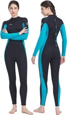 NWT Hevto Wetsuit Women's 3/2mm Neoprene Full Suit Back Zip Blue Black S Small