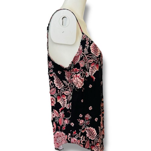 Once Was Singlet Tank Top Size AU 12 US 8 Floral Button Black Pink Romantic Cami - Picture 4 of 8