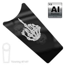 Aluminum - Gas Tank Dash Insert Harley TOURING 87-07 - SKELETON SKULL FINGER BLA