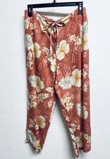 CARIBBEAN JOE Tropical Floral Print Cropped Drawstring Pants - WOMEN'S Size M