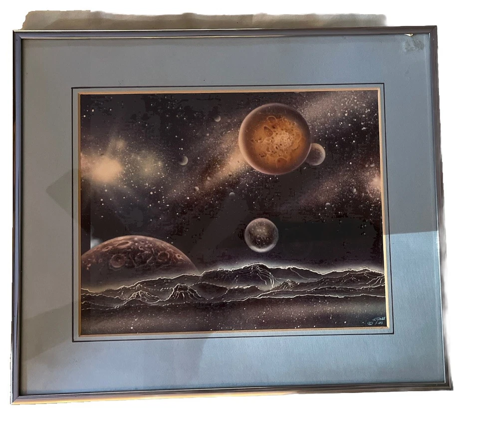 Репродукция космических звезд планет в космосе в рамке и с подписью Тома Галла с сертификатом подлинности - Изображение 4 из 4