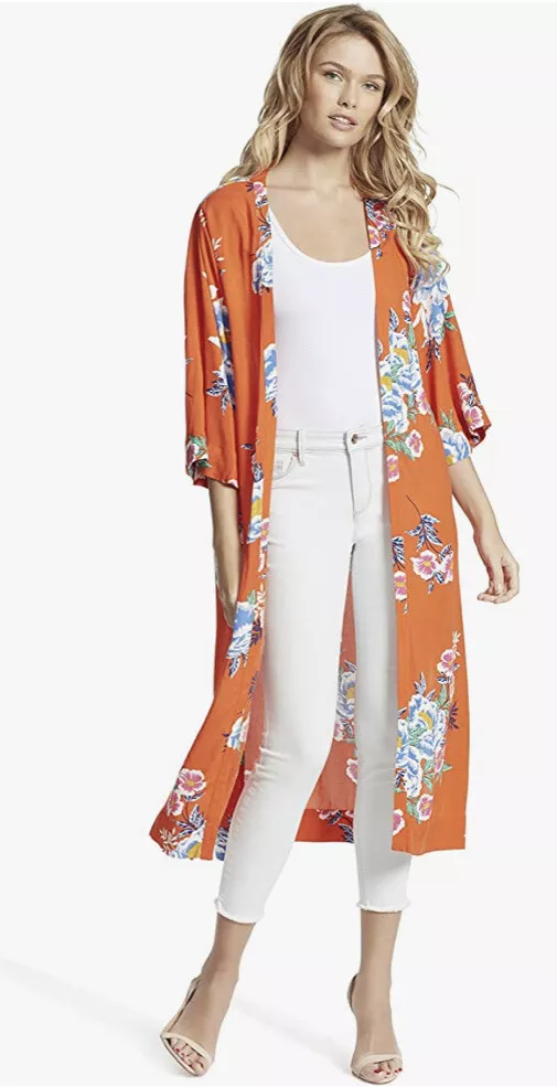 Long floral top duster cardigan