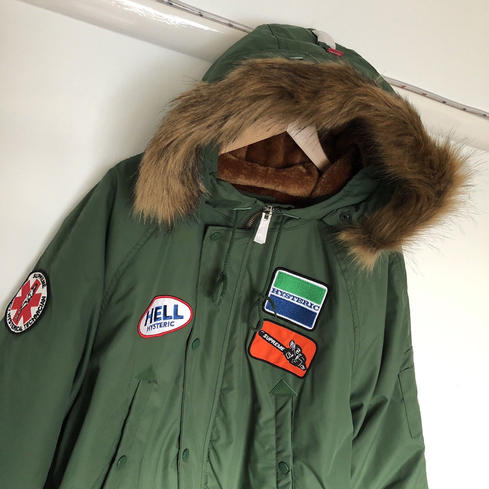 SUPREME Hysteric Glamour N-3B/FW17 Parka. Size Large. Green