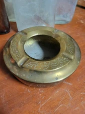  Solid Brass Ash Tray Vintage Cigars 5 1/2" man cave bar