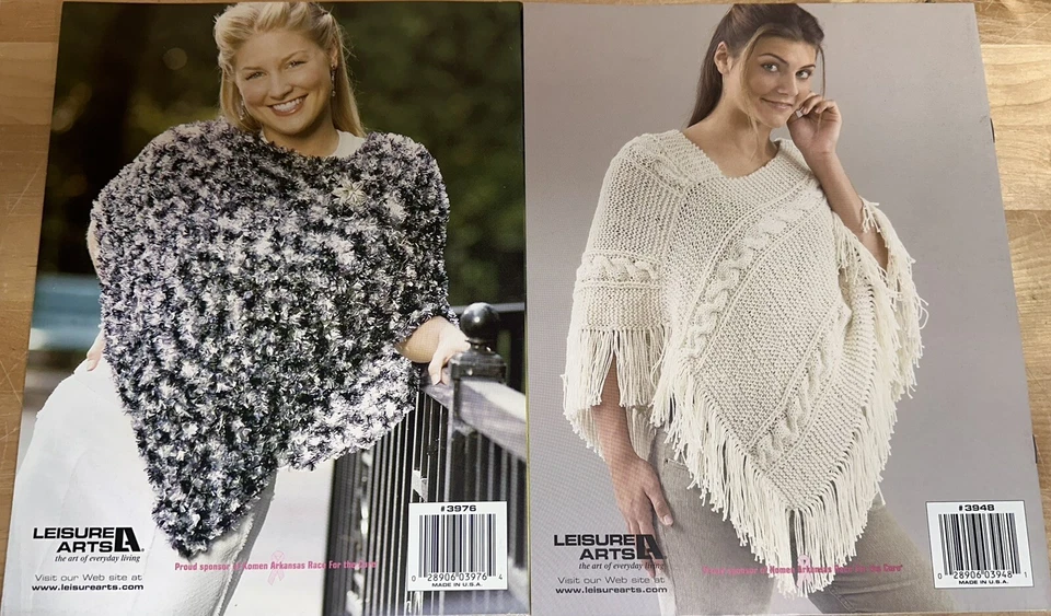 Leisure Arts Knitting Design Magazine Lot 2 Books 4 Designs Each Poncho Patterns - Image 2 of 2